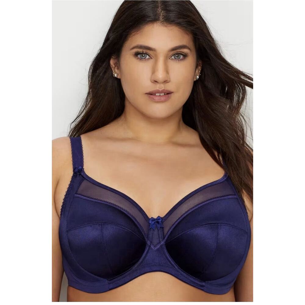 Goddess Keira Full Coverage Bra Size 38N blue Satin Side Support Underwire
